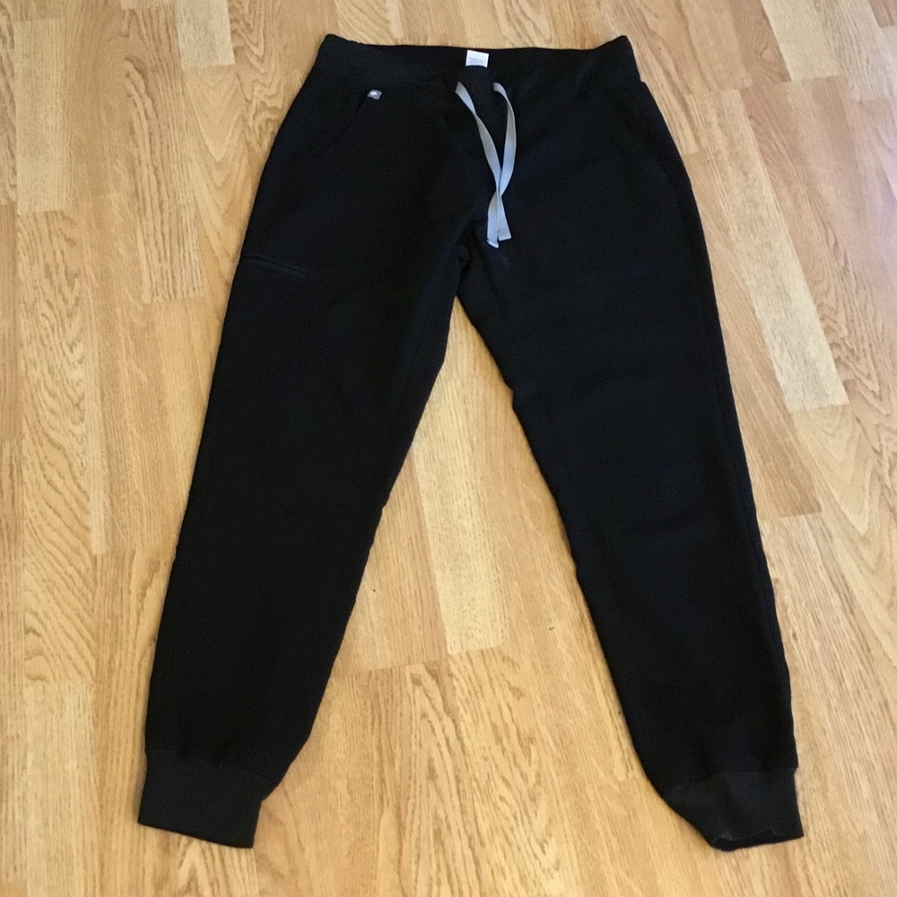 Figs Black Medical Scrub jogger pants with Dark Gray Trim